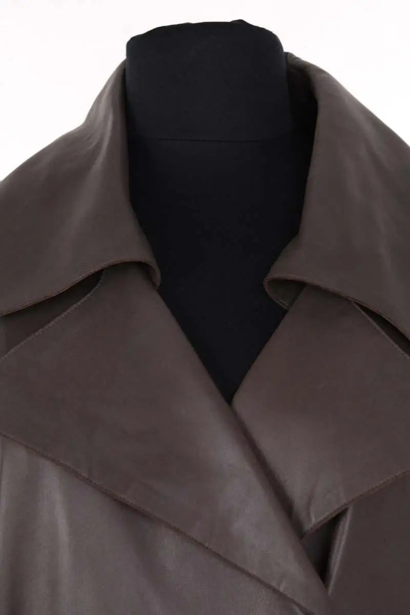 Manteau Jitrois Anthracite en Cuir