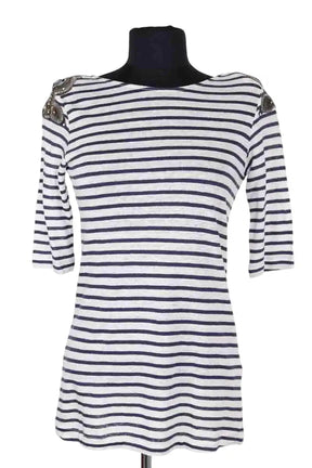 Top Sandro Blanc en Lin, taille S - Seconde Main
