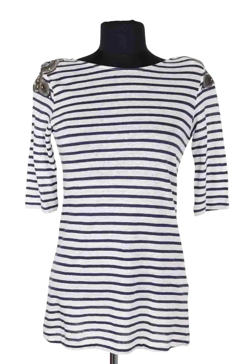 Top Sandro Blanc en Lin, taille S - Seconde Main