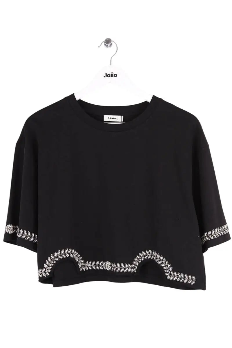 T-shirt Sandro Noir en Coton, taille S - Seconde Main