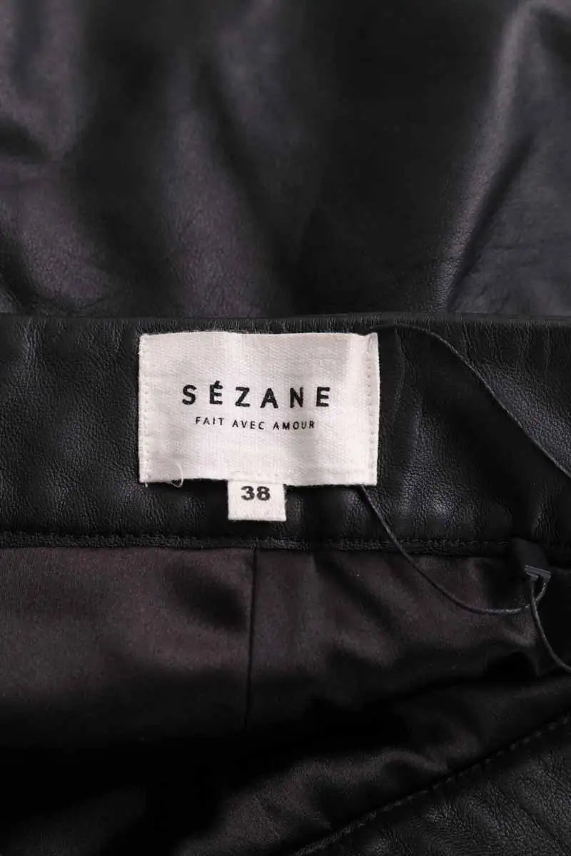 Mini short Sézane Noir en Cuir