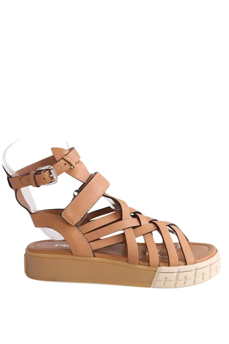 Sandales Prada Camel en Cuir, taille 36 - Seconde Main