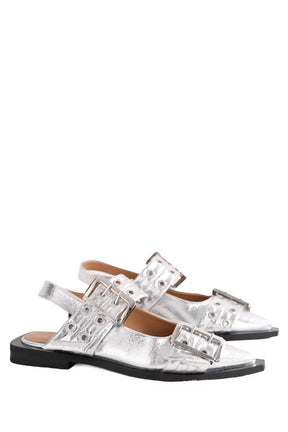 Mules Ganni Argent en Cuir