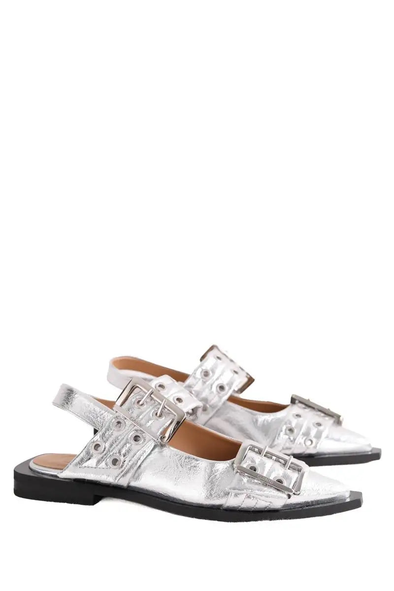 Mules Ganni Argent en Cuir