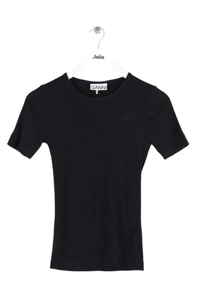 T-shirt Ganni Noir en Coton, taille XXS - Seconde Main