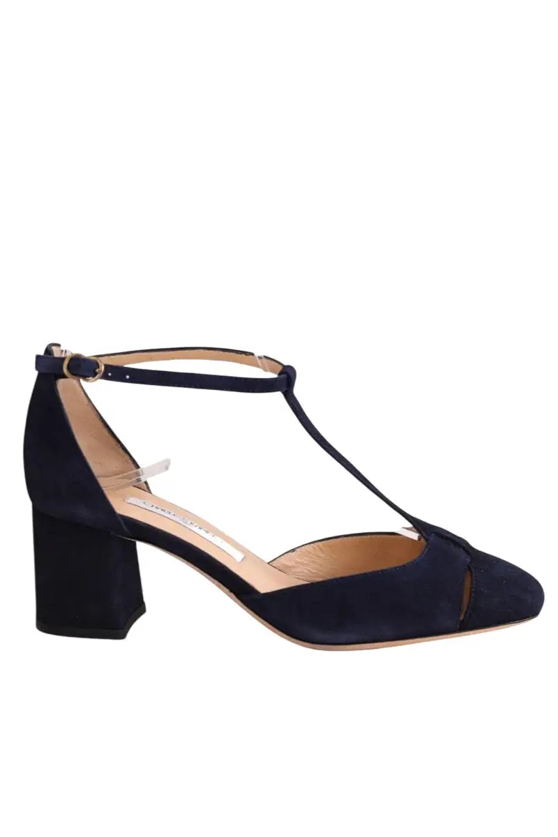 Talons Charles Kammer Bleu en Daim, taille 38 - Seconde Main