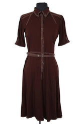 Robe Hermès Marron en Viscose, taille M - Seconde Main