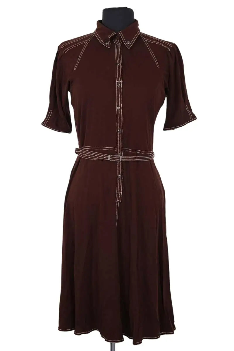 Robe Hermès Marron en Viscose, taille M - Seconde Main
