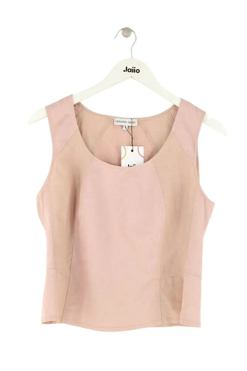Top sans manche Gerard Darel Rose en Lin, taille XL - Seconde Main