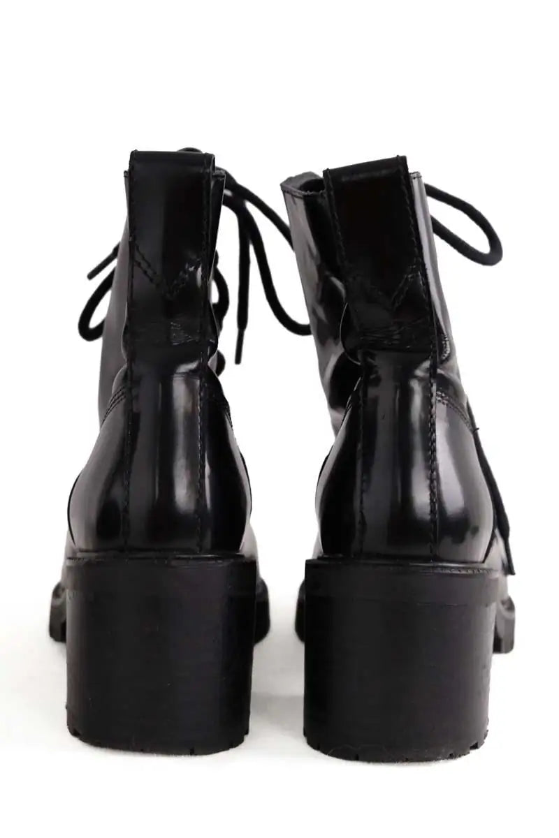 Boots à lacets Maje Noir en Cuir