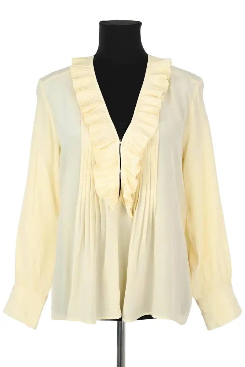 Blouse Sandro Jaune en Soie, taille S - Seconde Main