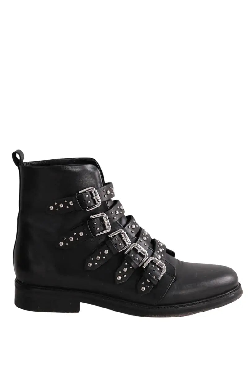 Boots à boucles Maje Noir en Cuir, taille 39 - Seconde Main
