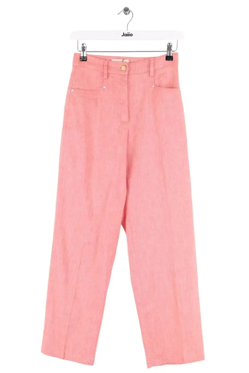 Pantalon droit Momoni Rose en Lin, taille XS - Seconde Main