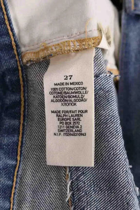 Jean boyfriend Ralph Lauren Bleu en Coton