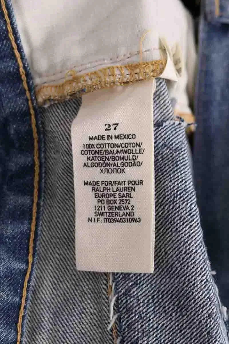 Jean boyfriend Ralph Lauren Bleu en Coton