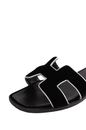 Sandales Oran Hermès ORAN Noir en Cuir