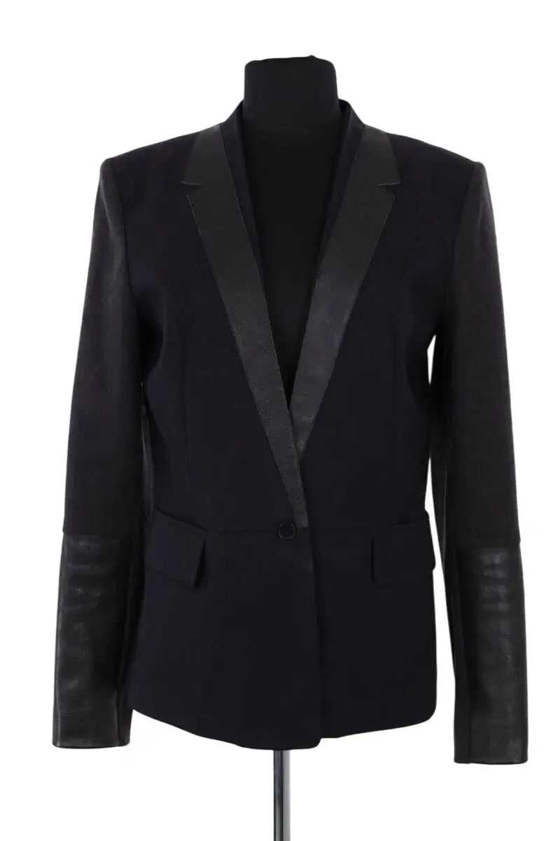 Blazer Maje Marine en Laine, taille M - Seconde Main