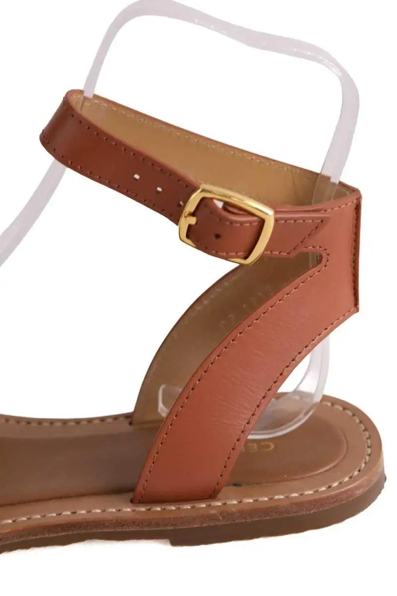 Mules Celine Lympia en toile triomphe Marron en Cuir