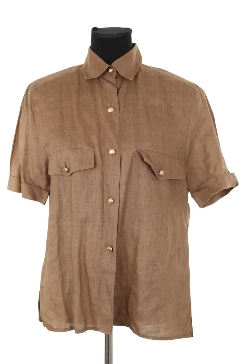 Chemise Chanel Marron en Lin, taille M - Seconde Main