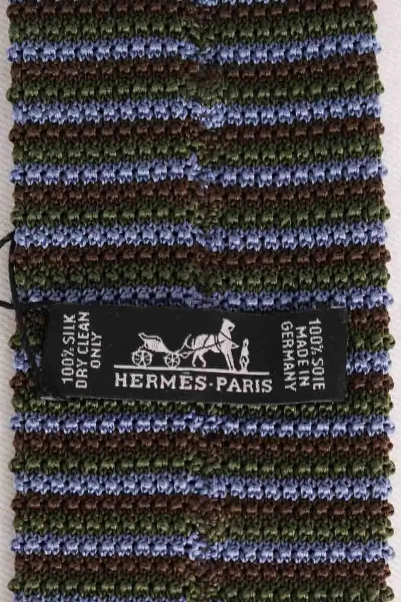 Cravate Hermès Bleu en Soie