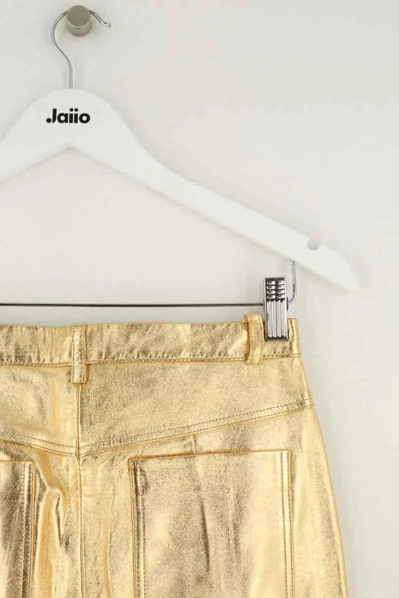 Pantalon Sandro Doré en Cuir
