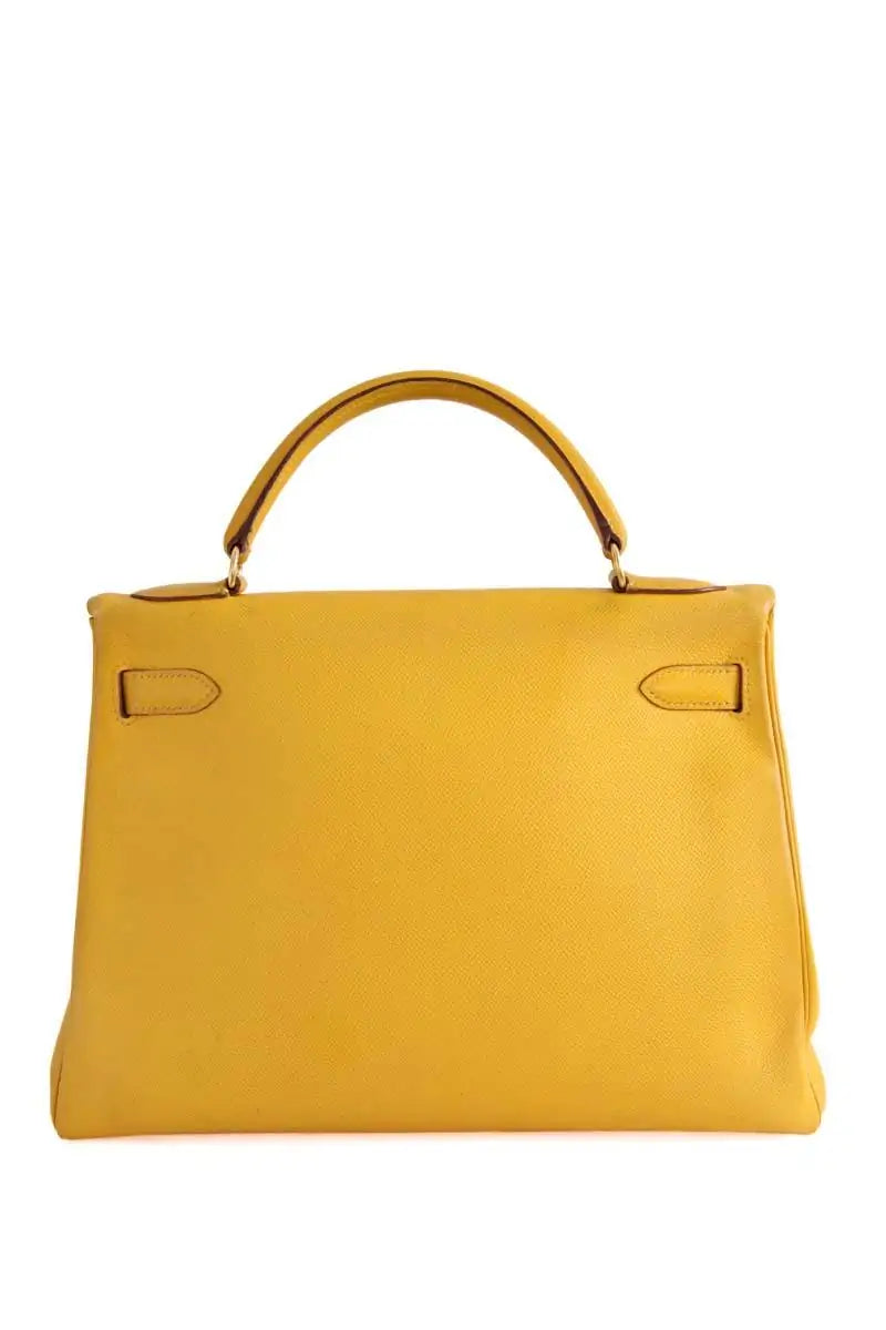 Sac à main Hermès Kelly 32 Jaune en Cuir