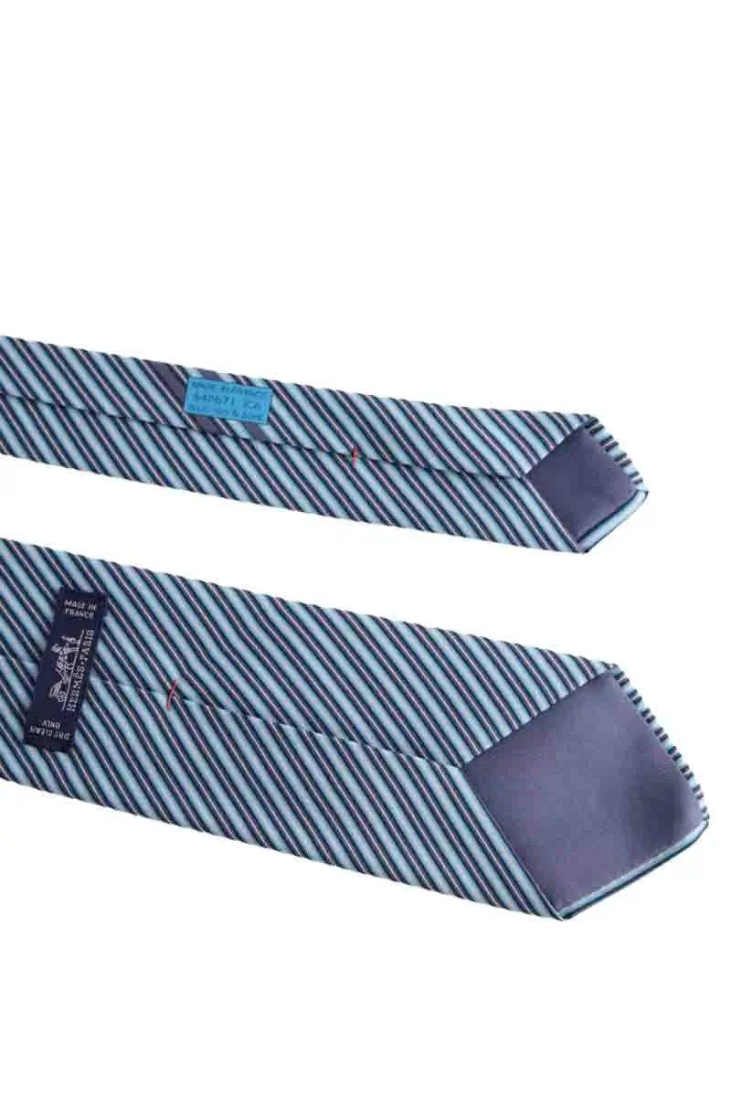 Cravate Hermès Bleu en Soie
