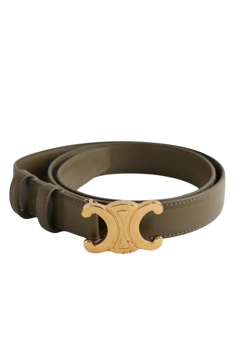 Ceinture Celine Triomphe 25 Kaki en Cuir, taille S - Seconde Main