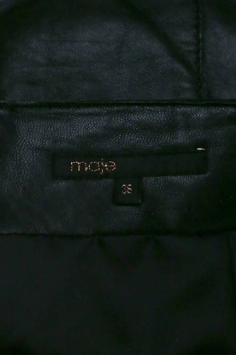 Mini jupe Maje Anaelle Noir en Cuir
