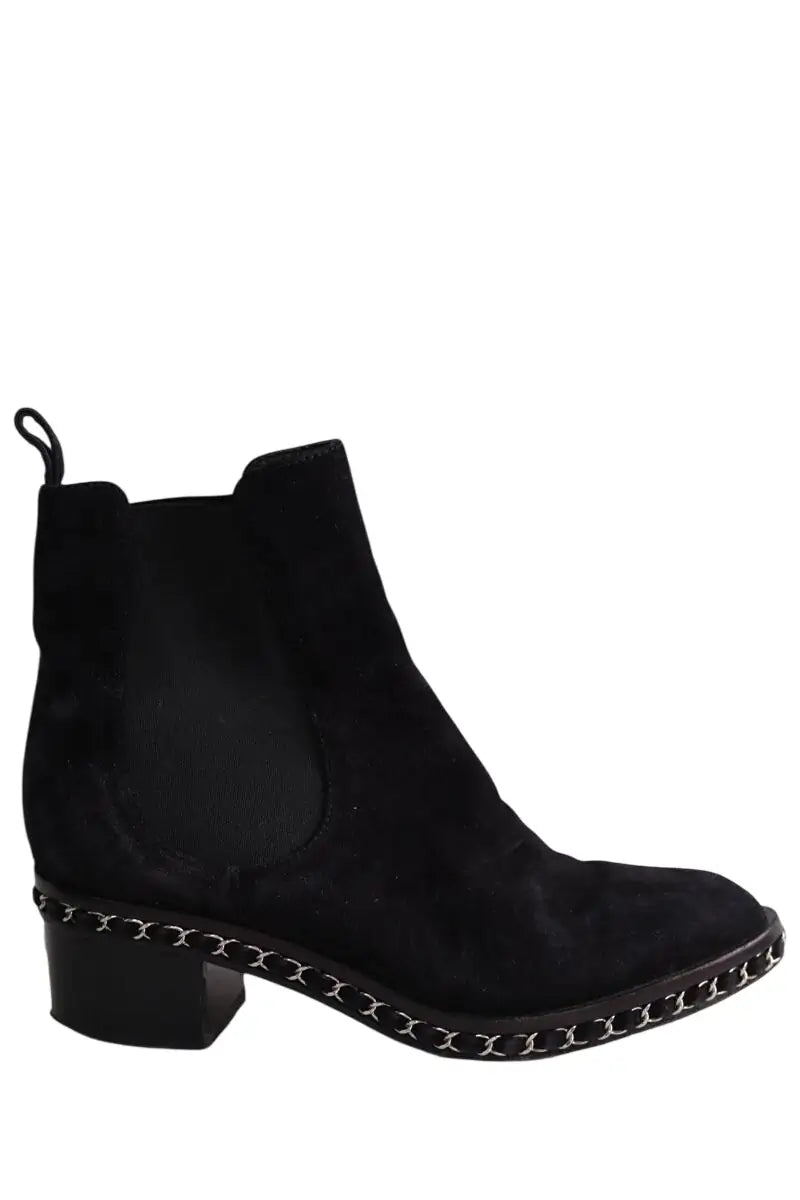 Boots à boucles Chanel Noir en Daim, taille 40 - Seconde Main