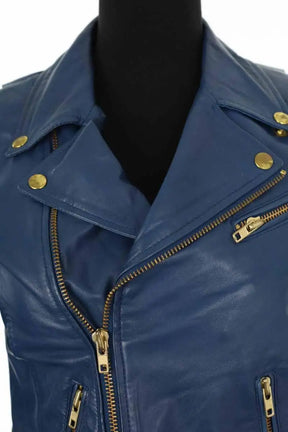 Veste Maje Bleu en Cuir