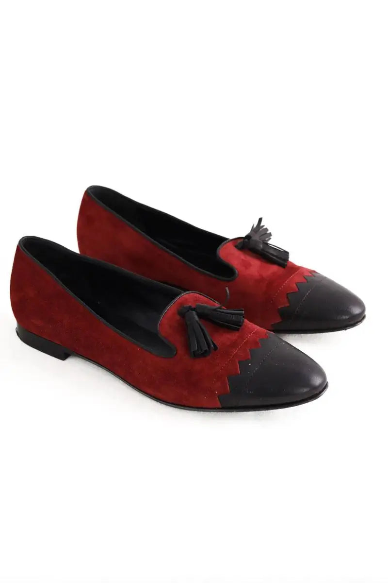 Ballerines Longchamp Bordeaux en Daim