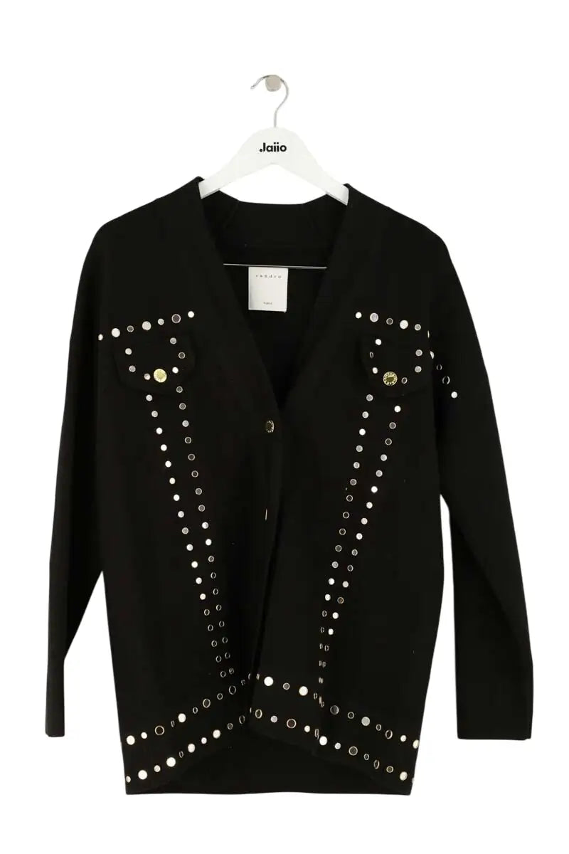 Cardigan Sandro Noir en Viscose, taille XS - Seconde Main