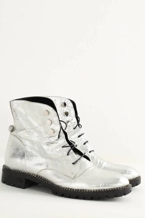 Boots à lacets Dior Argent en Cuir