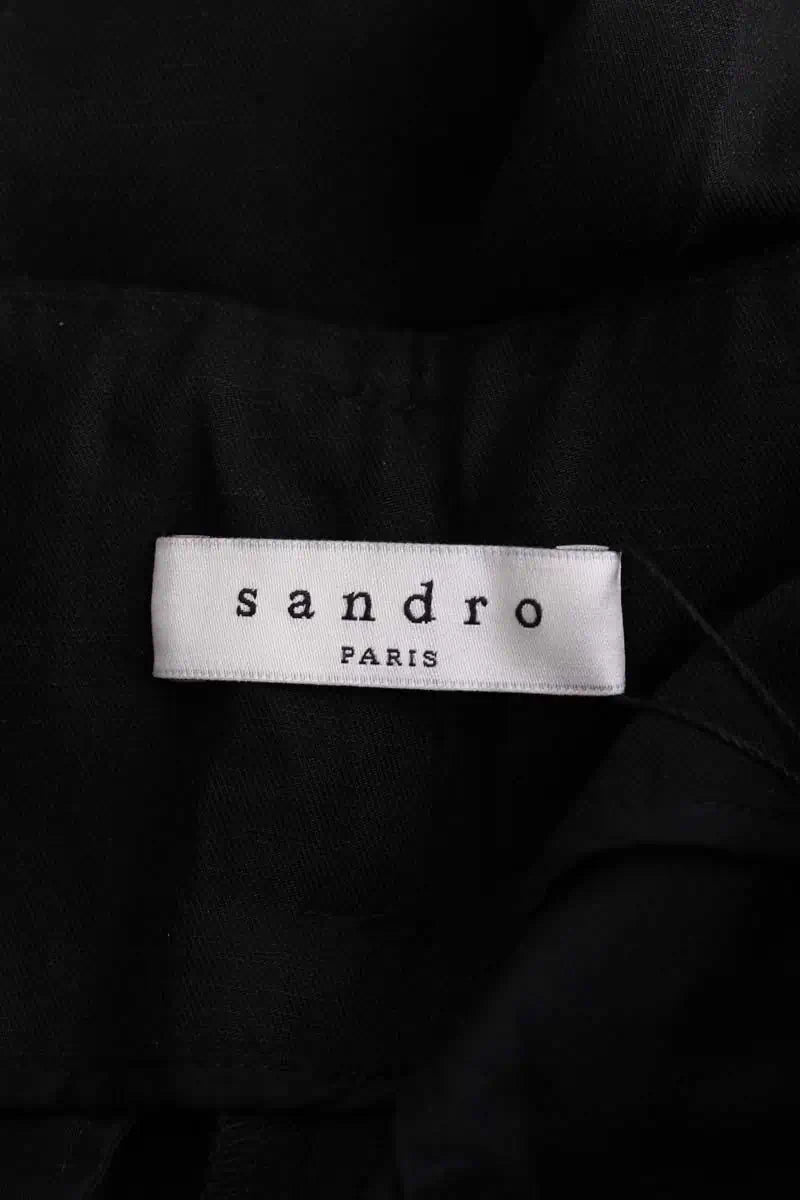 Pantalon large Sandro Noir en Viscose