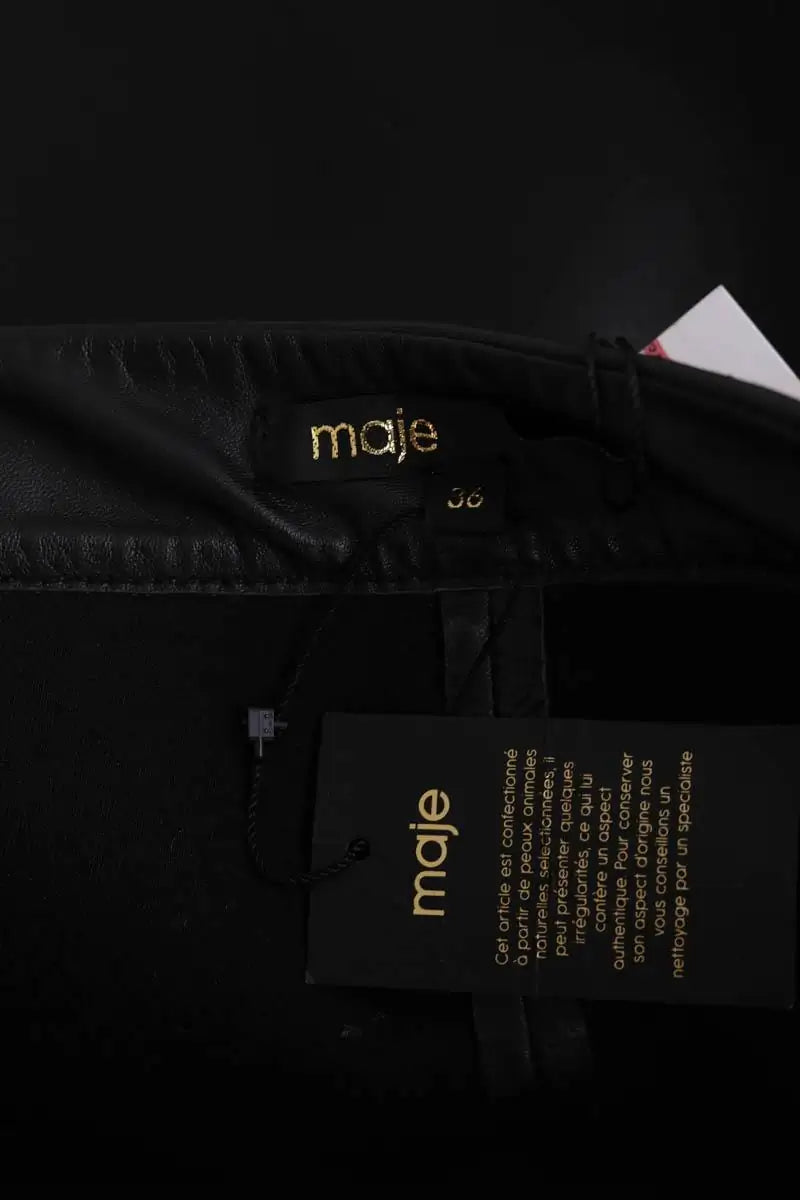 Mini jupe Maje Gaia Noir en Cuir