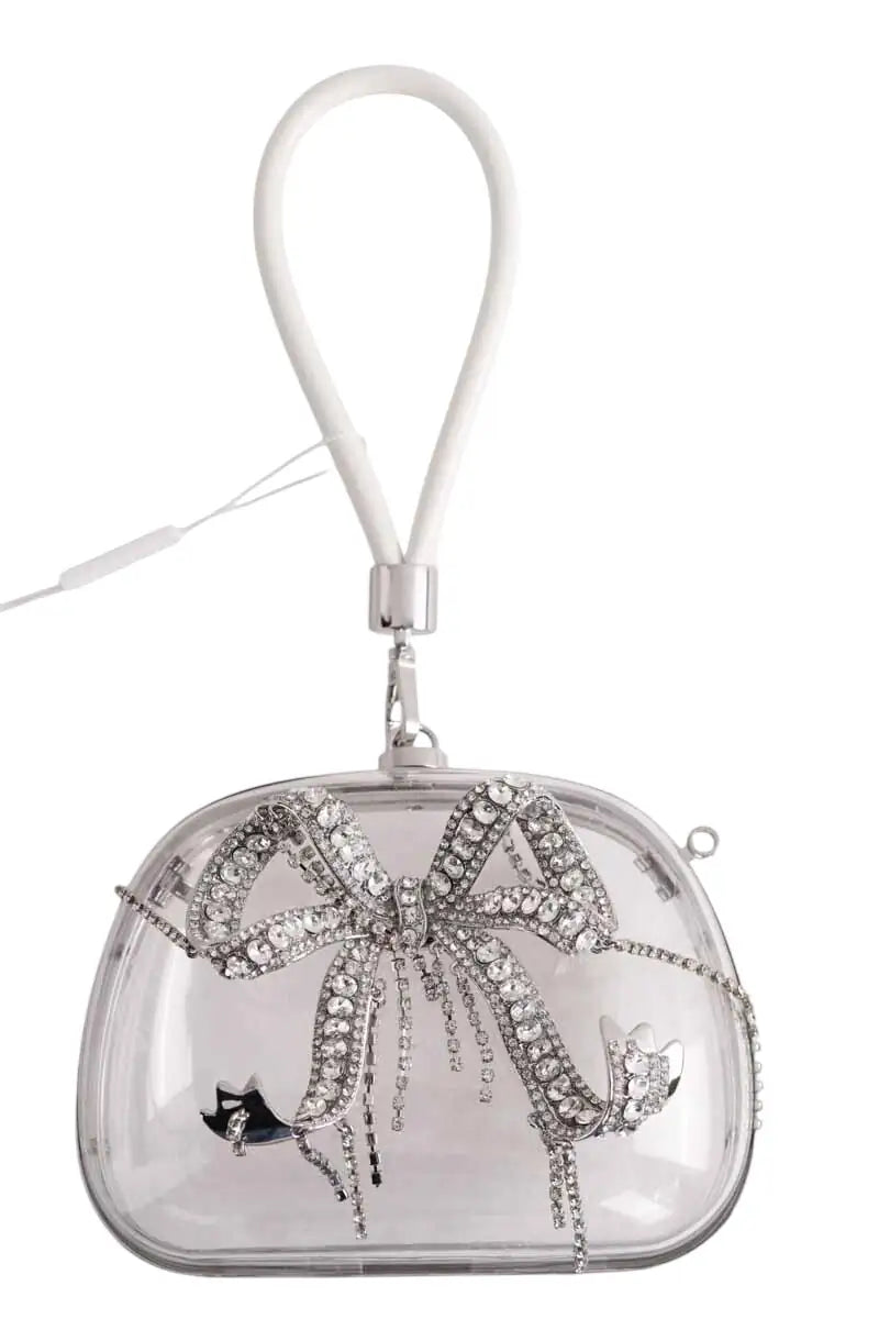 Mini sac cérémonie Self-Portrait Acrylic top handle bag Argent en Synthétique - Seconde Main