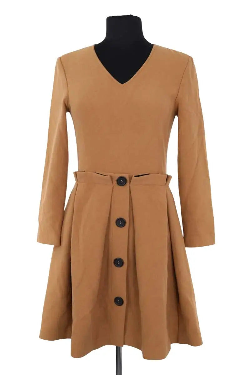 Robe Maje Marron en Viscose, taille S - Seconde Main