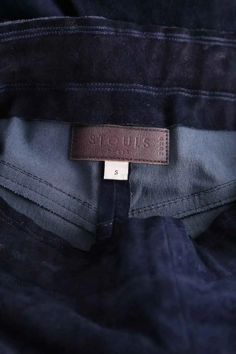 Pantalon droit Stouls Marine en Daim