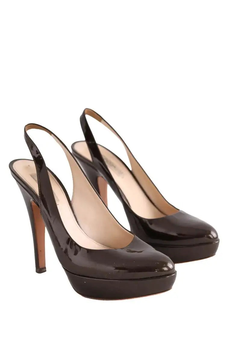 Talons Prada Kaki en Cuir verni