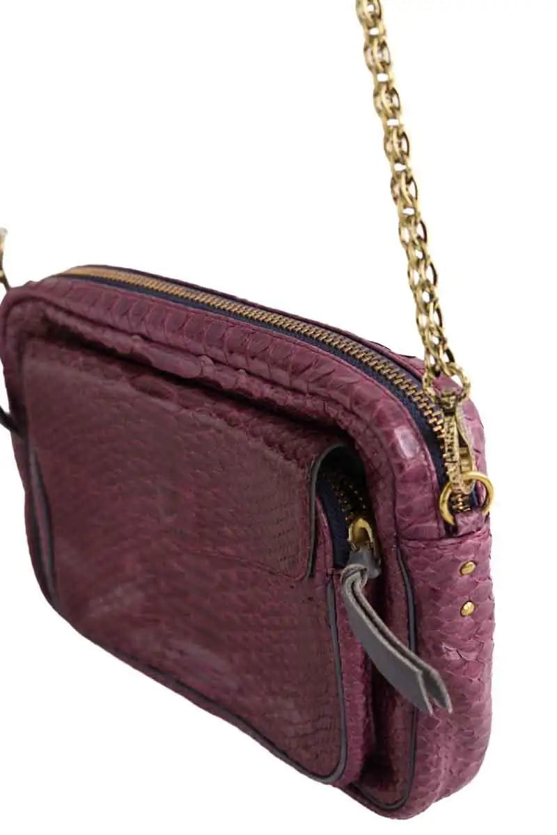 Sac à bandoulière Claris Virot Violet en Cuir