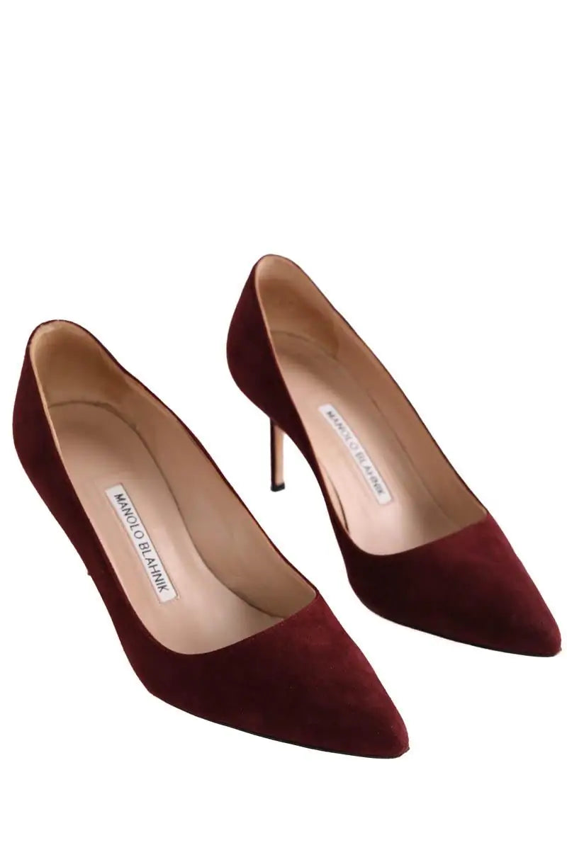 Talons Manolo Blahnik Bordeaux en Cuir