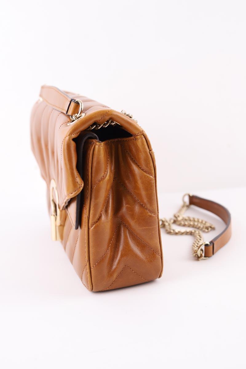 Sac Bandoulière Sac Yza Sandro Marron Petit Sac En Cuir Matelassé