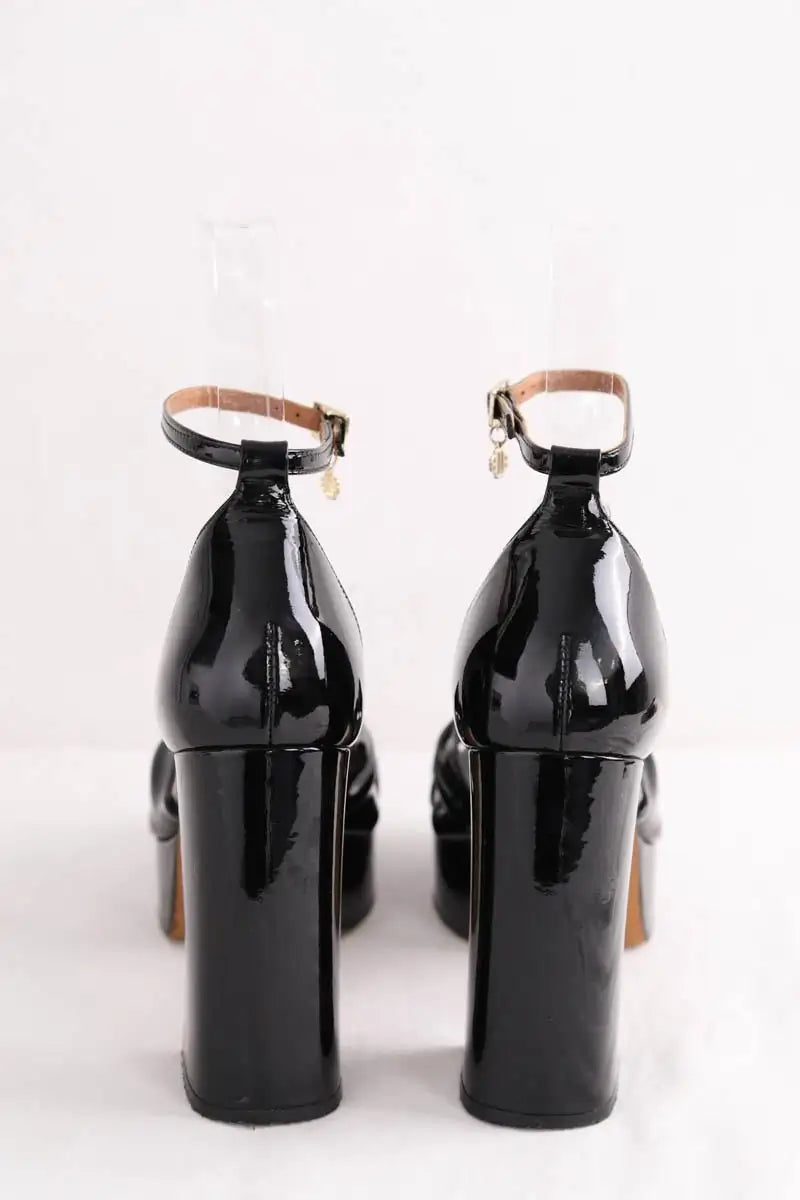 Talons Maje Noir en Cuir verni
