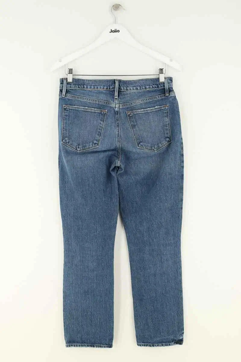 Jean droit Frame Le High Straight Bleu en Coton - élasthanne