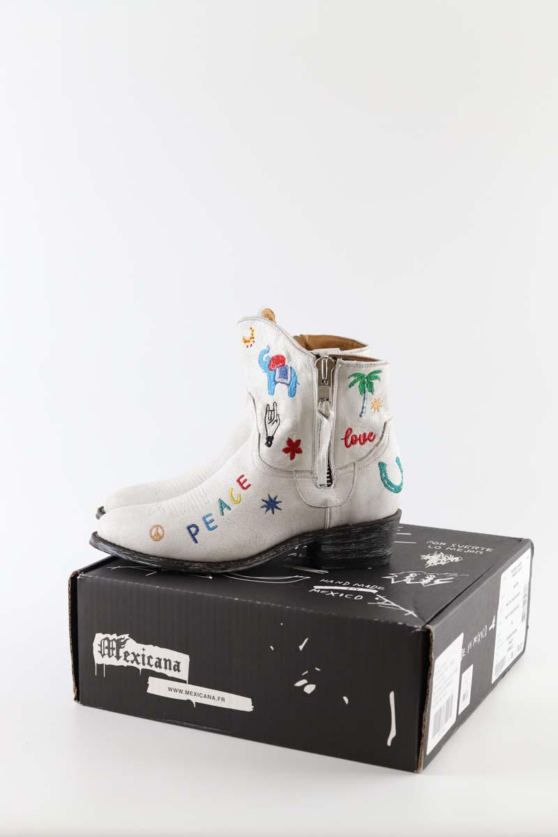 Boots western Mexicana  Blanc