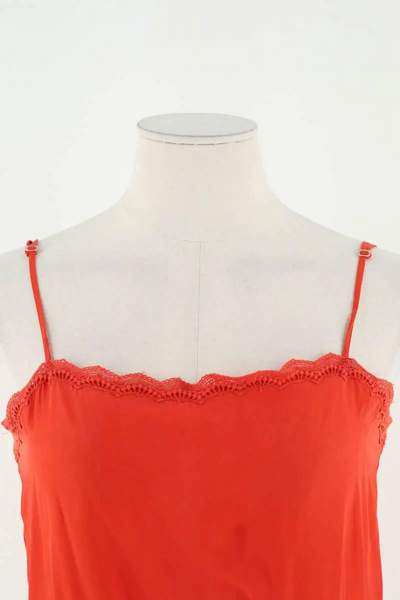 Top sans manche Sandro Rouge en Soie