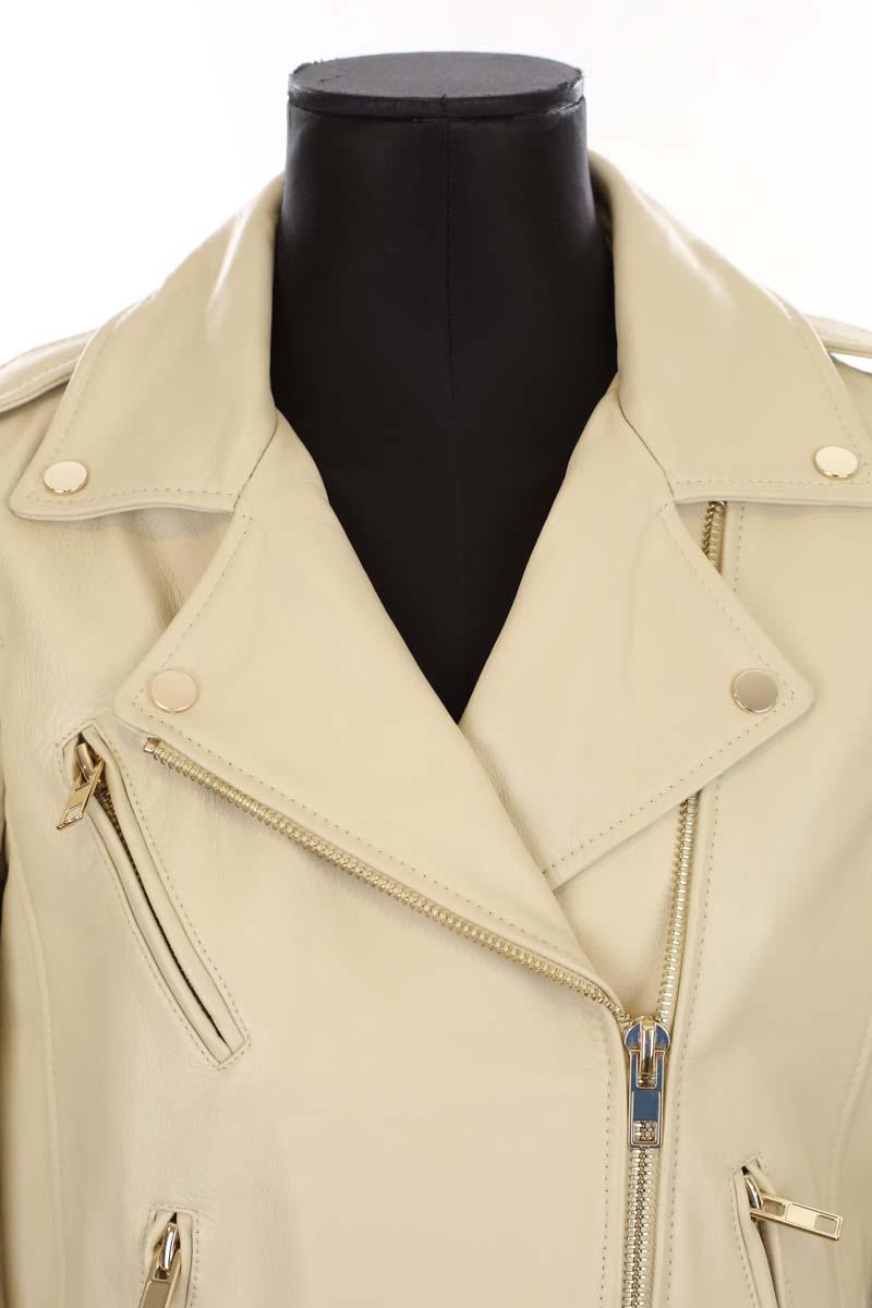 Veste en cuir Maje  Ecru