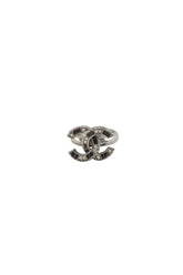 Bague logo CC pierres et strass Chanel Gris en Métal, taille S - Seconde Main