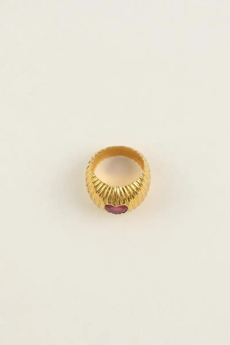 Bague Tityaravy Prema Grenat Doré en Argent